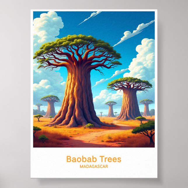 Poster Árvores Baobá da Arte da Paisagem de Madagascar (Frente)