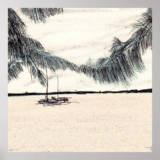 Poster Árvores Casuarina, Long Island Bahamas (Frente)