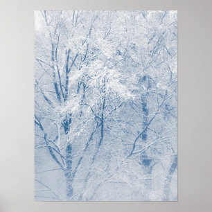 Poster Árvores cobertas de neve Foto da natureza do inver