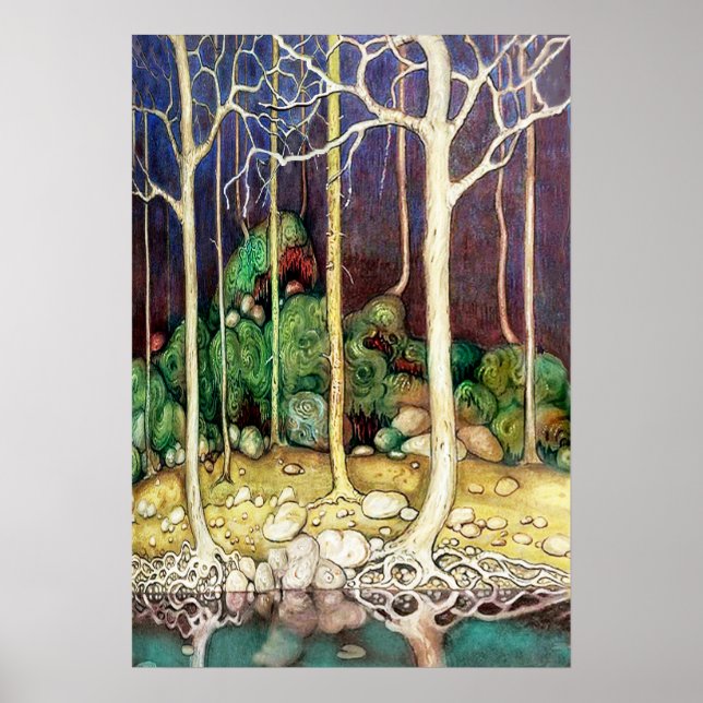 Pôster Árvores com Raízes no Lago (Frente)