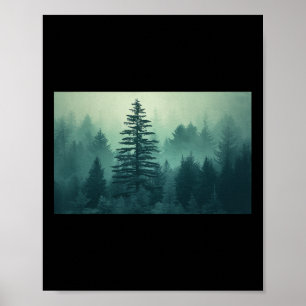 Poster Árvores da Natureza Noturna Floresta ao Ar Livre V