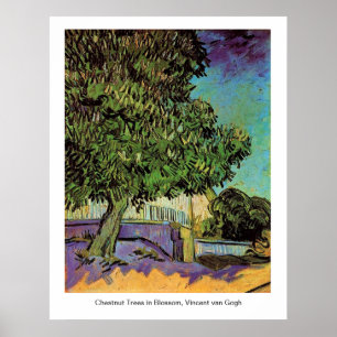 Pôster Árvores de castanha em Blossom, Vincent van Gogh.