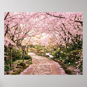 Poster Árvores de Cerejeira em Flor