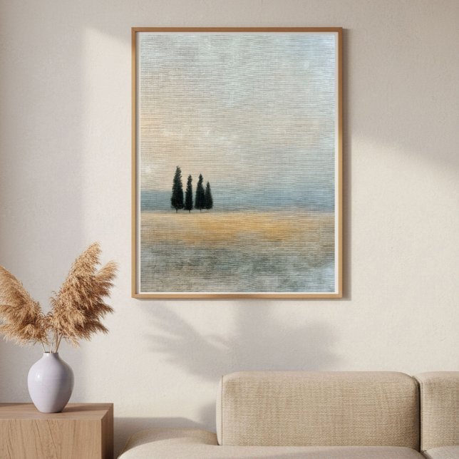 Poster Árvores de Cipreste no Horizonte Arte Abstrata Min (Criador carregado)