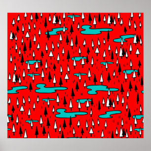 Poster Árvores de mão livre: Padrão de Natal escandinavo.