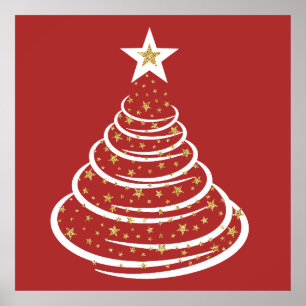 Poster Árvores de Natal Douradas e minimalistas