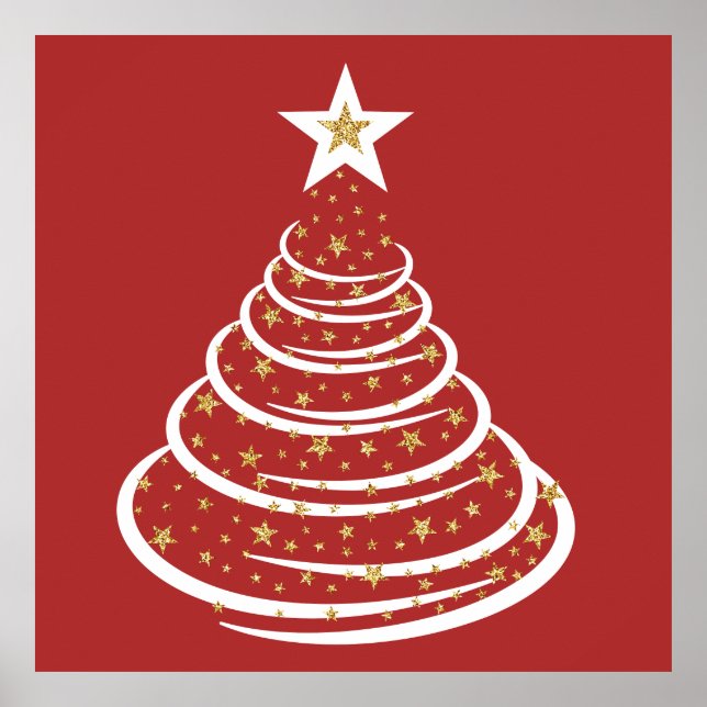 Poster Árvores de Natal Douradas e minimalistas (Frente)