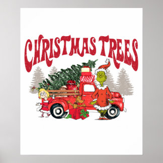 Poster árvores de natal frescas da fazenda grinch