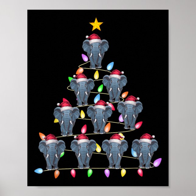 Poster Árvores de Natal Luzes Homens Papais noeis Elefant (Frente)