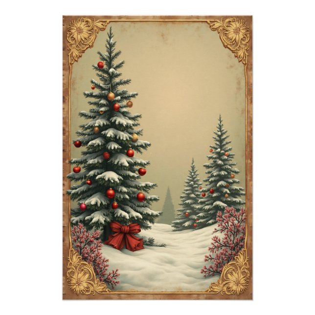 Pôster Árvores de Natal na Neve (Frente)