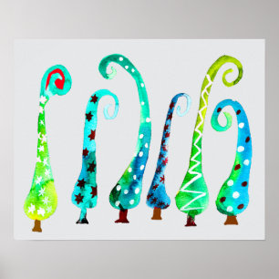 Poster Árvores de natal por aquarela