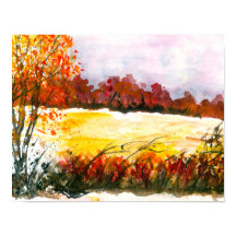 Árvores de Outono de Abstrato de Aquarelas