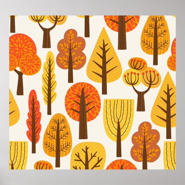 Poster Árvores de outono, padrão perfeito. (Frente)