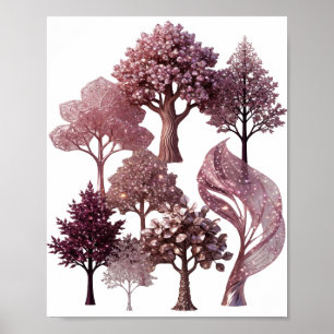 Poster Árvores de Pedras Preciosas Prateadas Afiadas