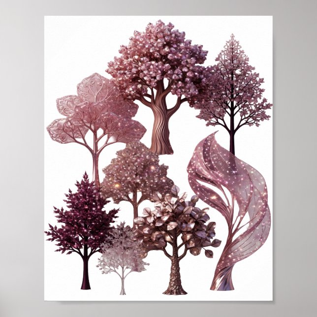 Poster Árvores de Pedras Preciosas Prateadas Afiadas (Frente)
