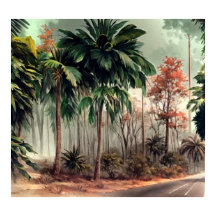 Árvores de um lado da estrada