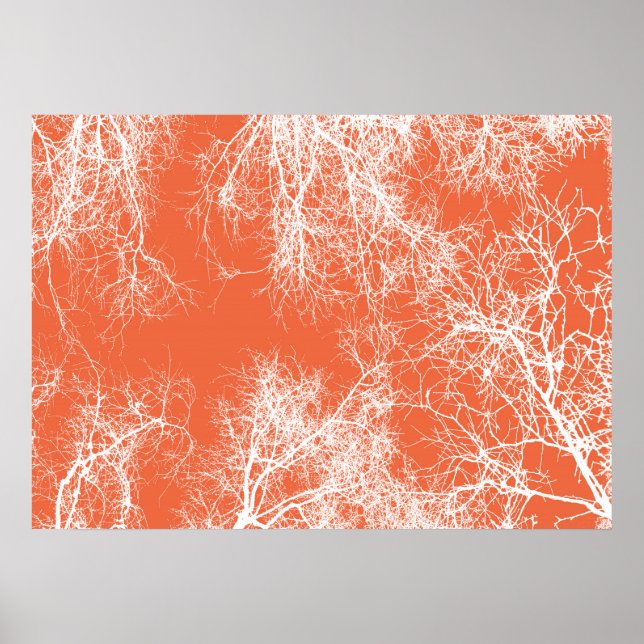 Poster Árvores-de-vidro laranja e branco (Frente)