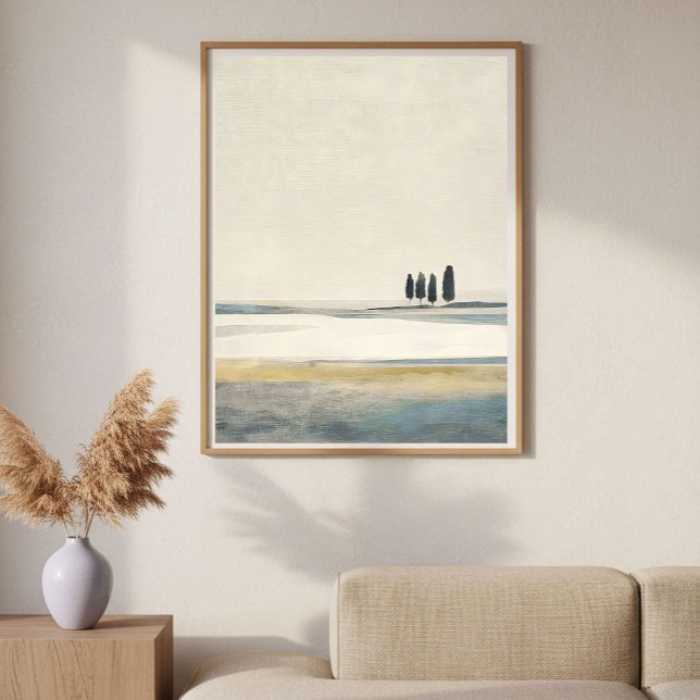 Poster Árvores em Campo Aberto Paisagem Abstrata Minimali (Criador carregado)