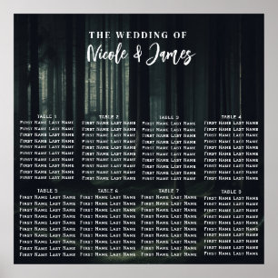 Poster Árvores Escuras e Sombrias da Floresta ao Anoitece