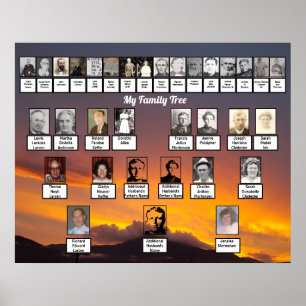 Poster Árvores Genealógicas Personalizadas Pôr do Sol Dou
