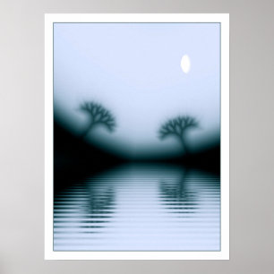 Poster Árvores lunetas e lago