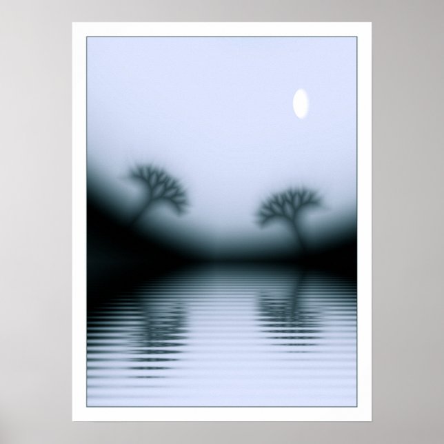 Poster Árvores lunetas e lago (Frente)