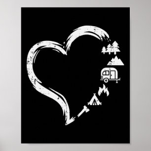 Poster Árvores Rv Van Fogueira Tenda Coração Fofo Amor Ac