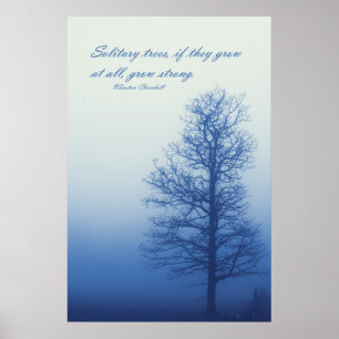 Poster Árvores Solitárias Crescem Fortes - Silhueta na Né