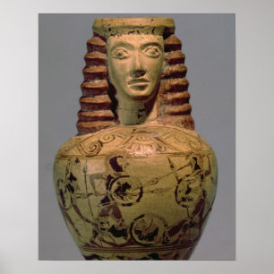 Poster Aryballos do Proto-Corinthian com uma cabeça