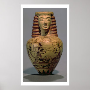 Pôster Aryballos do Proto-Corinthian com uma cabeça