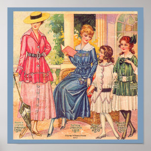 Pôster As 1917 formas das mulheres e das meninas, vintage