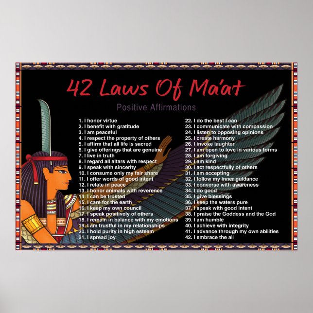 Poster As 42 Leis Da Matéria - Afirmações Positivas Poste (Frente)