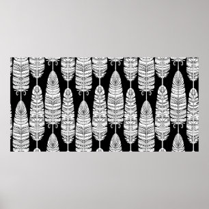 Poster As aves penas têm um padrão uniforme a preto e