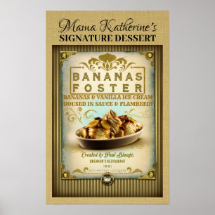 Poster As bananas do vintage promovem o sinal de Nova