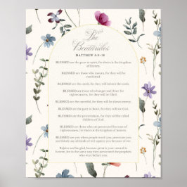 Poster As Bem-aventuranças Mateus 5:3–12 Escritura Floral