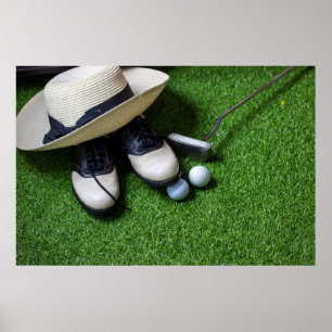 Poster As bolas de golfe estão na grama verde
