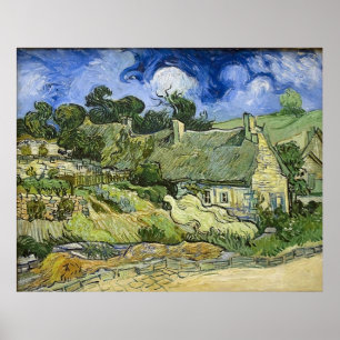 Pôster As casas de campo Thatched de Van Gogh em