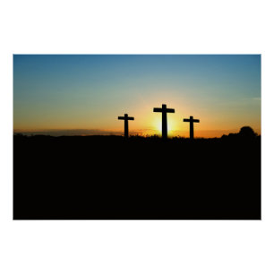 Pôster As cruzes da crucificação no por do sol