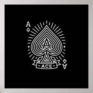 Poster Ás de Espadas - Emblema Monoline Sunburst