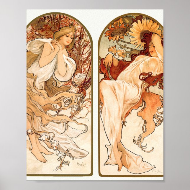 Poster As Estações Originais De 1897 Por Alphonse Mucha (Frente)