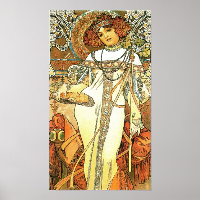 Pôster As Estações: Outono - Alphonse Mucha (1900) (Frente)