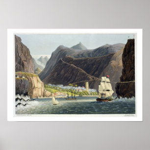 Pôster As estradas, St Helena, gravado por Robert Havell