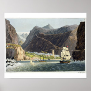 Poster As estradas, St Helena, gravado por Robert Havell