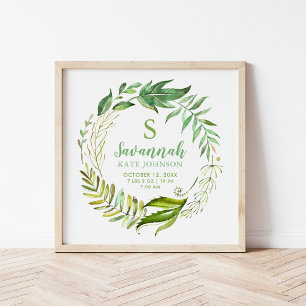 Poster As folhas de Boho personalizaram o Stats do