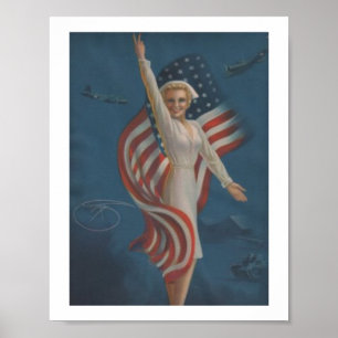 Poster As forças armadas WW2 patrióticas do vintage