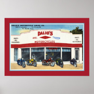 Poster As motocicletas Fort Worth de Dalio do vintage