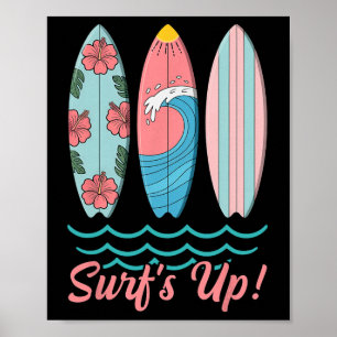 Poster As ondas estão altas Prancha de surf fofa Verão Pr