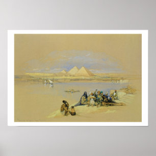 Poster As pirâmides em Giza, perto do Cairo (w/c)