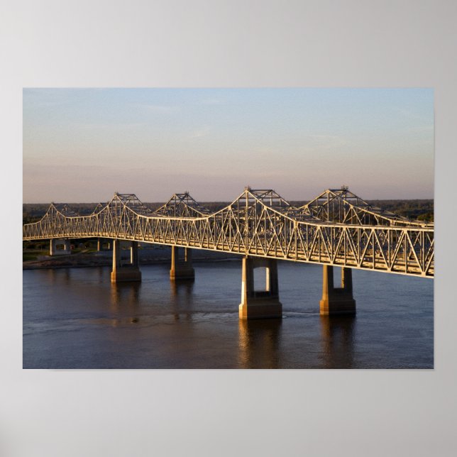 Pôster As Pontes Natchez-Vidalia que abrangem o (Frente)