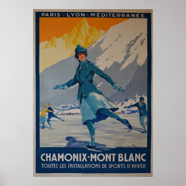 Poster as primeiras olimpiadas de inverno de 1924 (Frente)